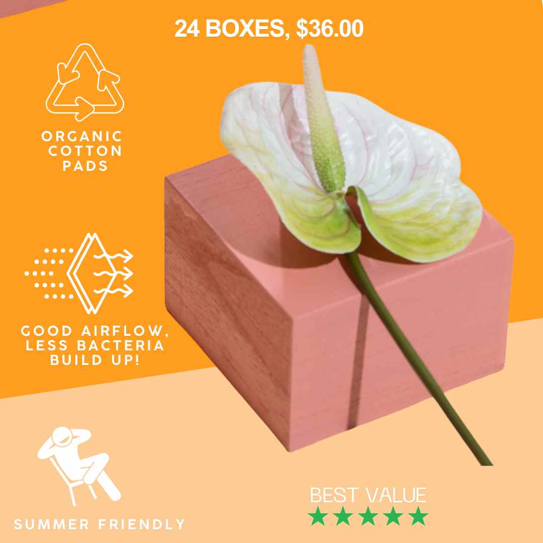 24 boxes of ULTRA THIN ORGANIC COTTON PADS - 62% OFF, BEST VALUE!